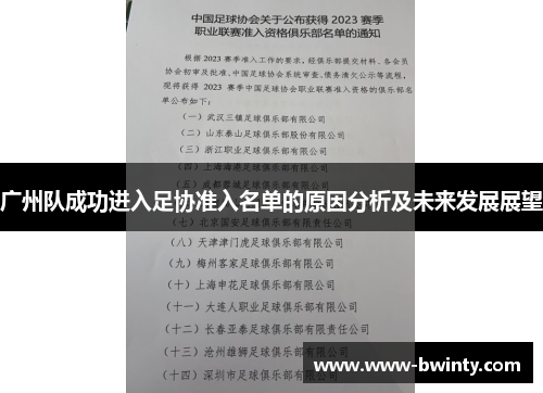 广州队成功进入足协准入名单的原因分析及未来发展展望